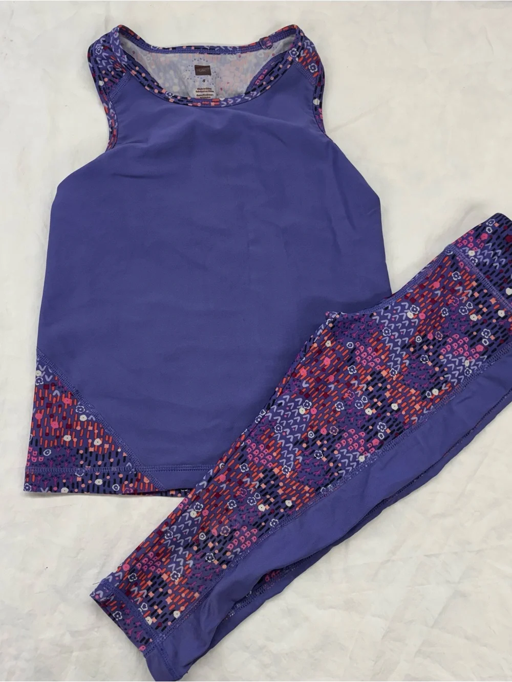Tea Purple Activewear Tank Cropped Leggings Girls Size 5